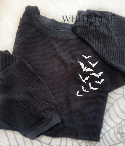 Bats Crewneck | Corded Crew Neck | Embroidered Halloween Crew | Halloween Shirt | Bat Halloween Crewneck | Happy Halloween
