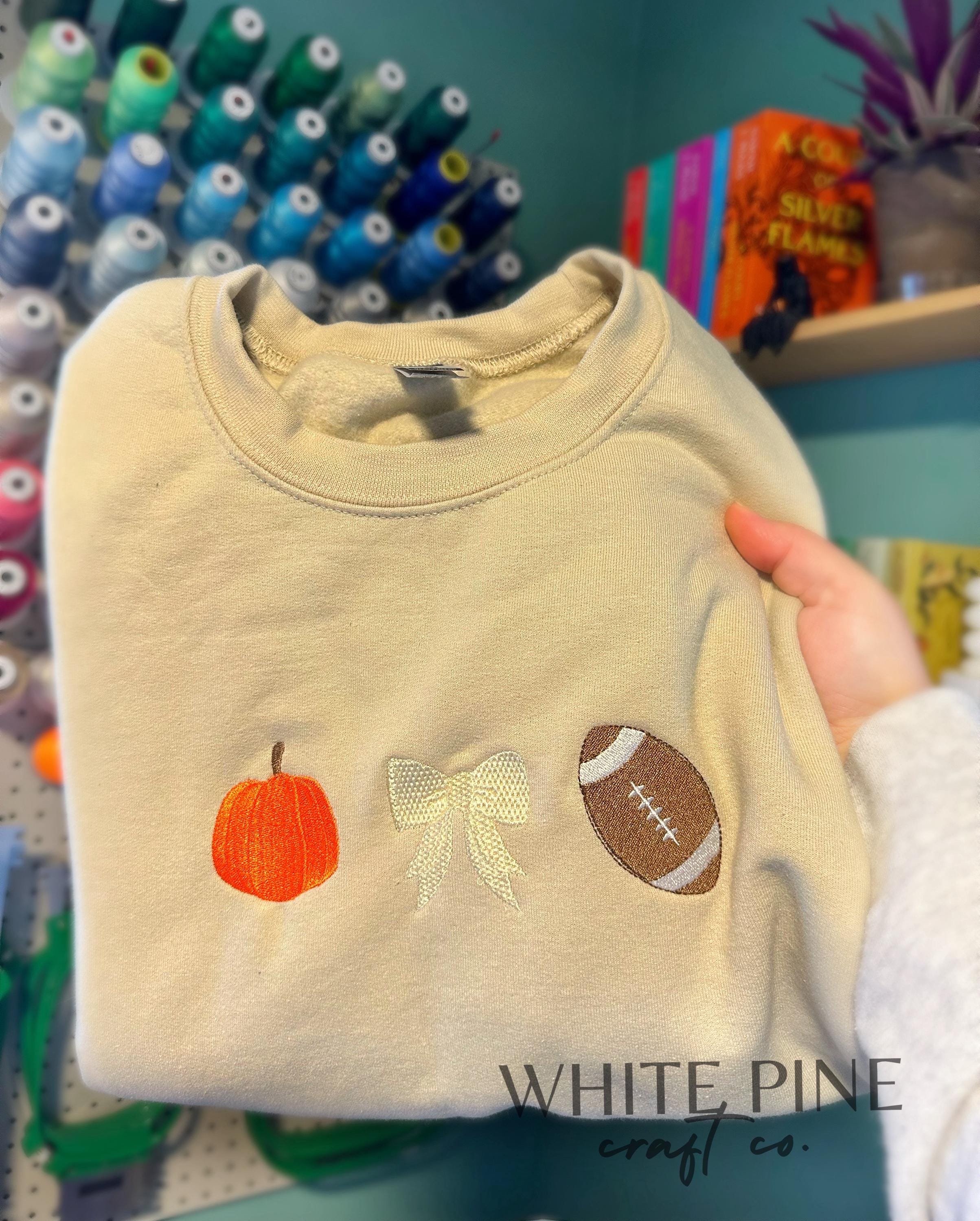 Fall Embroidered Sweatshirt | Football Shirt | Fall & Football Crewneck | Football Season | Embroidered Sweatshirt