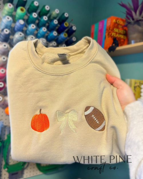 Fall Embroidered Sweatshirt | Football Shirt | Fall & Football Crewneck | Football Season | Embroidered Sweatshirt